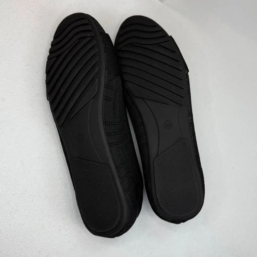 Ablanezoom Women’s Black Knot Flats – Size 38 / US 7.5 Slip‑On Ballet Shoes